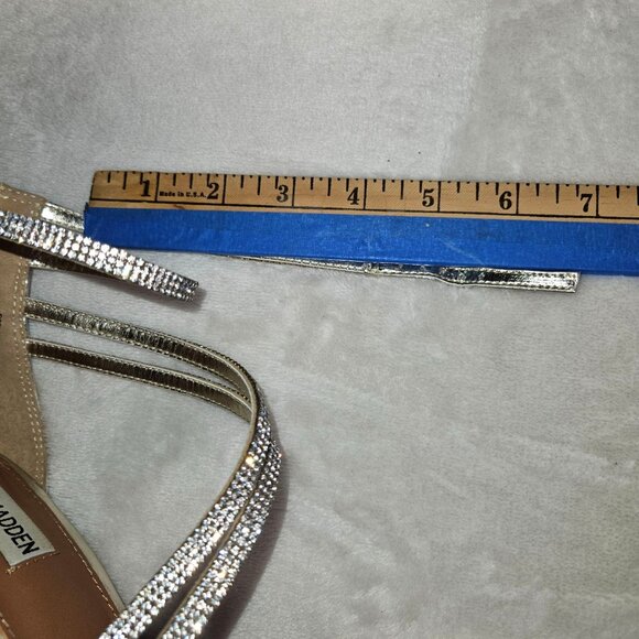 Steve Madden Fiffi Gold Rhinestone Strappy High-Heel 8M - Picture 9 of 11